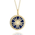 Vintage tarot sun and moon pendant necklace in gold plated stainless steel with blue enamel - Star