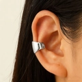 Minimalist silver triangle ear cuff for non-pierced ears in polished finish - Geometric Triangle Style - Silver (7536)