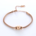 Minimalistisches Armband aus roségoldenem Edelstahlgewebe mit mattierter Kugel - Roségold