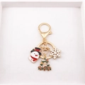 Porte-clés de Noël avec bonhomme de neige en émail et sapin sur un plateau blanc - Style 1-Bonhomme de Neige Sapin de Noël Flocon de Neige