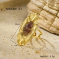 Detailed view of oval vintage ring with purple stones and dimensions of 3.6cm by 1.7cm - Gold Purple Stone Style (NMSR-H1110-3)