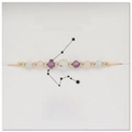 Detail of Aquarius zodiac bracelet with amethyst, rose quartz and aquamarine beads - Aquarius