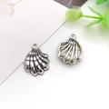 DIY antique silver seashell pendant for jewelry making with detailed shell texture - 17x22mm Marine Shell