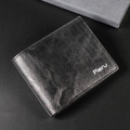 Portefeuille bifold noir pour homme en cuir texturé avec logo argenté élégant - Noir
