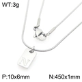 Zilveren ketting met vierkante hanger letter N en slangenketting met karabijnsluiting - Zilveren Letter N (KN293414-Z)