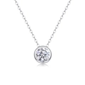 Classica collana in argento S925 con pendente solitario in moissanite tonda - 1ct Moissanite