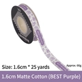Purple matte cotton ribbon with Best Wishes floral print, 1.6cm wide for gift wrapping - Matte Cotton / 1.6cm Wide * 25 Yards / Printed Purple