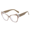 Retro cat-eye eyeglasses frame with contrast khaki inner rim and transparent outer layer - Transparent Splicing Khaki