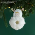 Ciondolo angelo renna in peluche bianca con corna dorate e stella per albero di Natale - Bianco