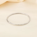Polished silver stainless steel 3mm round bangle bracelet with a minimalist mirror finish - Steel Color Single Ring / 46mm [inner Diameter]