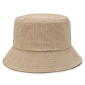 Chapeau bob minimaliste en velours côtelé beige avec texture côtelée pour l'hiver - Khaki Clair