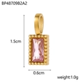 Détail du pendentif en zircon rose avec bordure dorée montrant la dimension de 1,5 cm de hauteur - BP48709B2A2 (Zircone Rose)