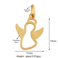 Gold hollow angel pendant with size dimensions 13mm by 11mm for DIY jewelry making - Simple Angel / Gold