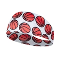 Elastic white sports headband with athletic red and black basketball pattern print - Basketball White/Red