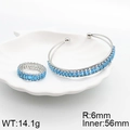 Conjunto de joyas de plata con circonitas azules que incluye brazalete y anillo juego - Plata-Azul Claro