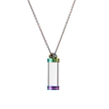 Rainbow stainless steel perfume bottle pendant necklace with a clear glass cylinder - SSN-00301 / Rainbow