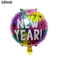 18 inch round Happy New Year foil balloon with colorful gradient and black stars - 18-inch New Year Rainbow Round Balloon