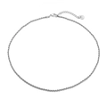 Detail of silver rope chain necklace with a lobster clasp and circular logo tag - Steel 2.5mm
