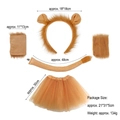 Five-piece lion costume set with ears headband tail wristbands and orange tutu skirt - Soft Lion Set + Tail + Furry Gloves + Light Brown Tutu