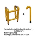 Inflatable walker and cane prop set in metallic gold for costume parties and holidays - Gold Walker and Cane Set
