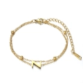 Double-layered golden stainless steel bracelet with letter Z pendant and round beads - Letter Z