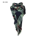 Classic plaid scarf in navy, forest green, and wine red with tassel edge detail - Green/Blue/Red/White Plaid