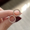 Elegant rose gold hollow circular earrings with shimmering zircon micro-pave setting - Rose Gold