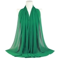 Solid vibrant green pearl chiffon scarf shawl with lightweight breathable texture - Emerald Green