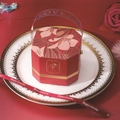 Elegant red hexagonal wedding favor box with floral patterns and LOVE handles - Rich Red