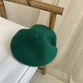 Classic dark green wool beret hat in retro British style for women autumn and winter fashion - M(56-58cm) / Green