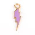Chic purple enamel lightning bolt pendant with gold plating and cubic zirconia accent - Enamel Lightning-Light Purple