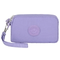 Purple nylon crossbody phone bag featuring triple zipper compartments and a round logo - Light Purple