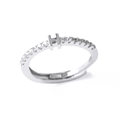 Adjustable silver letter H ring with sparkling cubic zirconia on a white background - Letter H