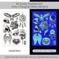 Luminous gold fluorescent temporary tattoo kit with eagle and tiger designs BY-006 - Fluorescent BY-006