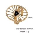 Detail view of gold sunburst ring with black enamel heart showing 17.4mm inner diameter - Adjustable Open / Gold-Black Heart