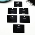 Set di 6 cartellini neri per orecchini con scritte Fashion e 925 Silver Post - 5*3.5 Cartoncino Nero (2 Fori)
