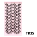 Set van 10 paar Russische DD-krul valse wimpers met dikke kruisstijl op roze dienblad - Dikke gekrulde stijl (TK35)