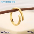 Anillo bypass pulido de acero inoxidable bañado en oro de 18k colgado en una rama fina - US 6 / Dorado