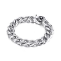 Retro punk titanium stalen cubaanse kettingarmband in antiek zilver met madeliefjessluiting - Madeliefje Zonnebloem Slakken Sluiting Cubaanse Armband (KB23692-D)