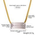 Disegno tecnico che mostra le dimensioni della catena a serpente bicolore e del pendente - Collana con Pendente Quadrato Oro (P2113)