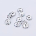 Silver spacers with rainbow rhinestones for DIY jewelry making and bracelet design - 6mm / Silver + AB Rhinestone