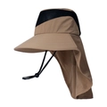 Detail view of khaki sun hat featuring breathable mesh panels and protective neck flap - L (58-60cm) / Khaki
