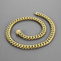 Cadena cubana de 10mm oro pulido con un cierre lujoso engastado con diamantes finos - Pulsera 20CM / Dorado (Hebilla Iced Out)