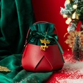 Bolso de Cuero de Navidad Estilo Cuatro Lados con Ciervo (SDPB-001) / Bolsa de regalo de manzanas navideñas / Burdeos