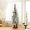 Green 38cm mini Christmas tree with snow effect, pine cones, and wood base - 38CM Style C (Flocked with Pine Cones Wood Base)