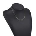 Bohemian gold chain necklace with green turquoise beads and metallic tube accents - Green Agate Beads with Gold Tube Spacers
