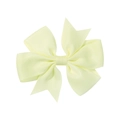 Classic cream yellow grosgrain ribbon bow hair clip with textured ribbed fabric detail - Light Yellow