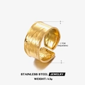 Verstellbarer goldener Edelstahlring mit breiter Hammerschlag-Textur für Damen - Breites Offenes Band (ZN207) / Gold