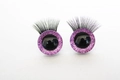 Pair of purple glitter safety eyes for dolls with long thick black eyelashes - Hot Pink / 14mm