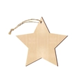 Star-shaped unfinished wood Christmas ornament with natural grain and jute twine hanger - Star (10 Pieces)